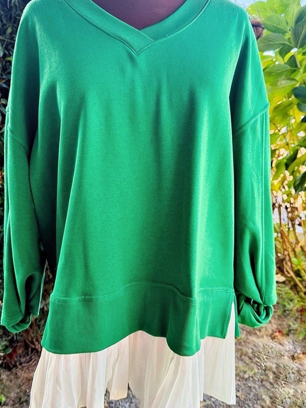 NWT Anthropologie Maeve Long-Sleeve V-Neck Twofer Knit Pullover